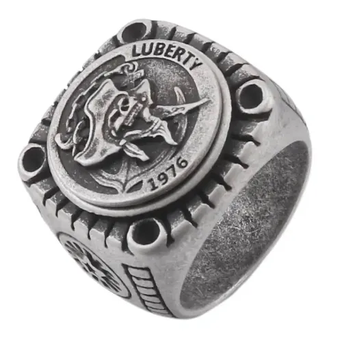 RTM501 Pirate Skull Men's Ring Titanium Stainless Steel Jewelry for Him