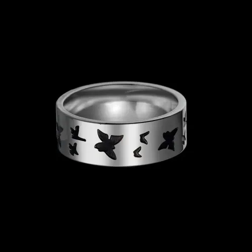 RTM2555 Stainless Steel Men's Ring with Butterfly Design & Oil Dripping Tail