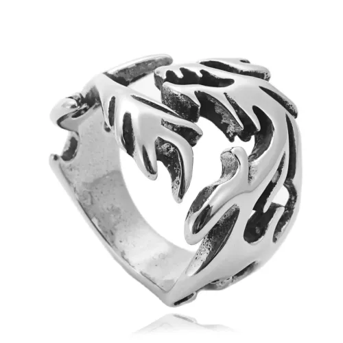 RTM1696 Flame Dragon Ring Punk Stainless Steel Fire Breathing Design for Men