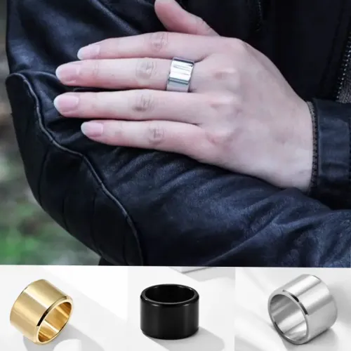 RTM731 15mm Wide Stainless Steel Rings for Men Durable,Stylish & Trendy
