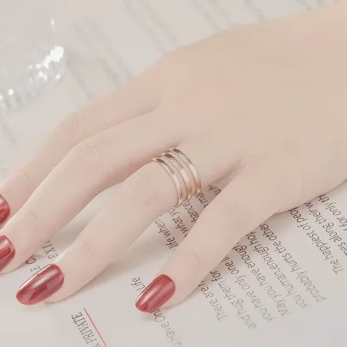 RTM873 Adjustable Hollow Stainless Steel Couple Ring Live Mouth Design Jewelry