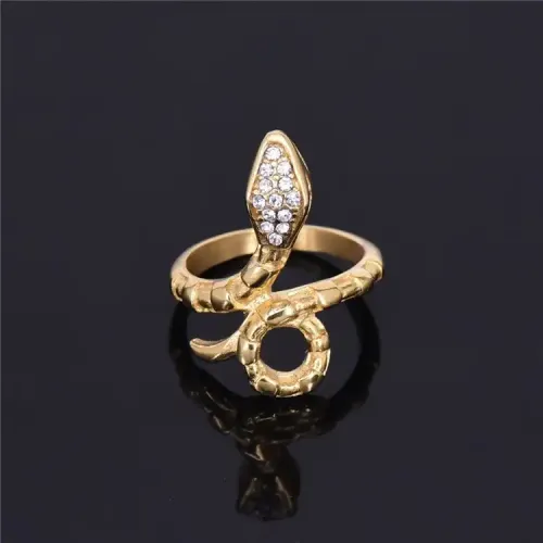RTM381 Zodiac Snake Ring for Women Diamond-Studded Stainless Steel