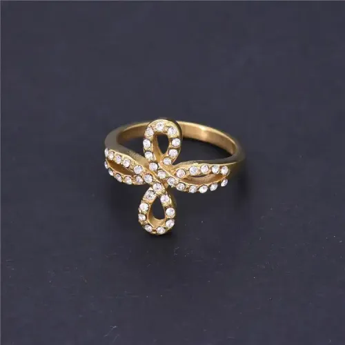 RTM349 Girls' Infinity Bow Diamond Ring Titanium Steel Jewelry for Women