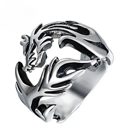 RTM664 Men's Titanium Steel Dragon Ring Bold Fashion Statement Jewelry