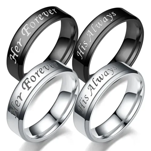 RTM2701 His Always Her Forever Couple Ring Eternal Love Symbol