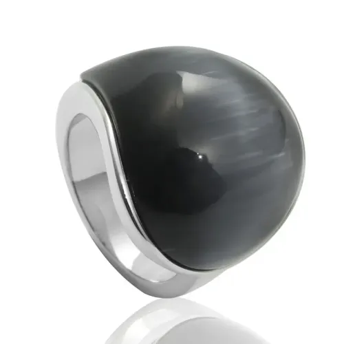 RTM2107 Large Gemstone Stainless Steel Ring Luxurious Material Accessory for Men & Women