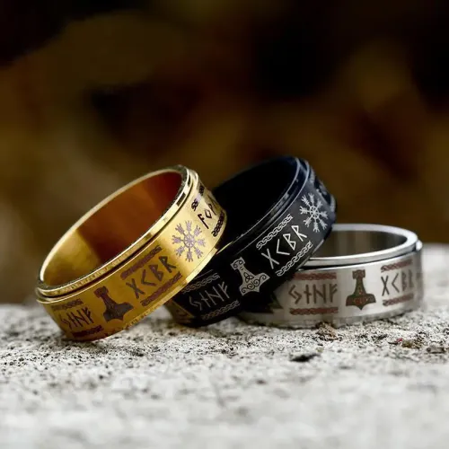 RTM2298 Viking Turn Band Ring for Men Durable Stainless Steel Design
