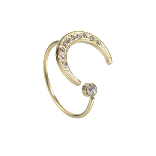 RTM2501 New Adjustable Crescent Moon Ring Small Clear Curved Women's OL Jewelry