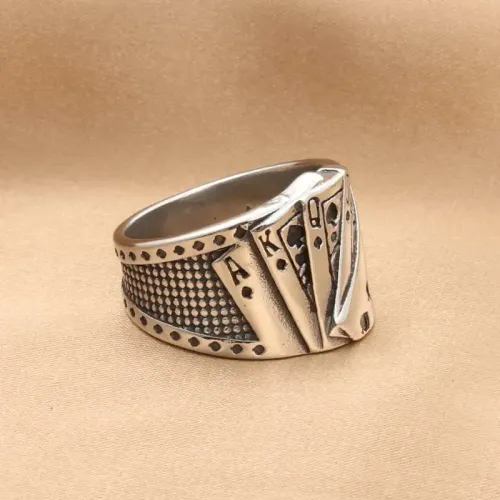 RTM1892 Stainless Steel Poker Flush Ring Men's Jewelry Accessory