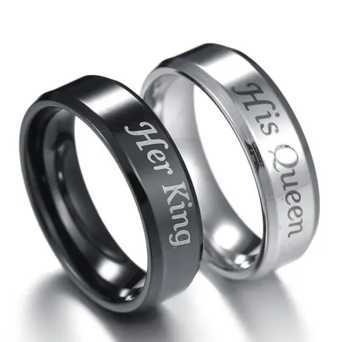RTM2639 Herk & His Queen 6mm engrave Couples Rings Stainless Steel Commitment Bands