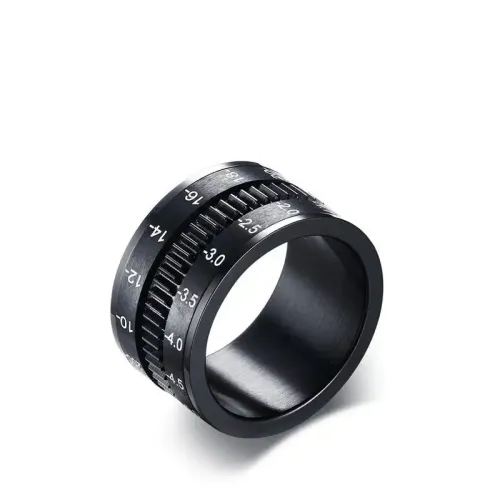 RTM146 Men's Camera Lens Ring Titanium Stainless Steel Jewelry for Photographers