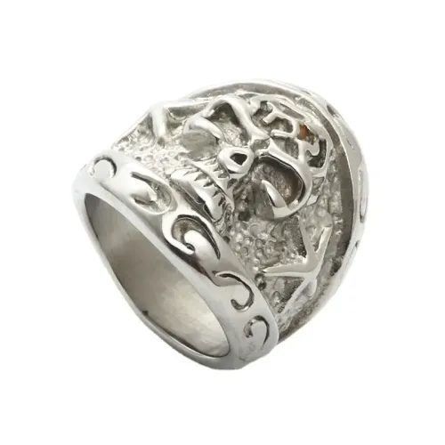 RTM2006 Engraved Skull Ring Punk Stainless Steel Jewelry for Men