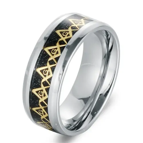 RTM2153 Masonic Logo Punk Ring Durable Stainless Steel Band for Men