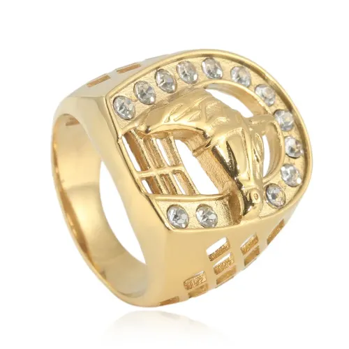 RTM1609 Men's Stainless Steel Hollow Horse Ring Animal Inspired Jewelry