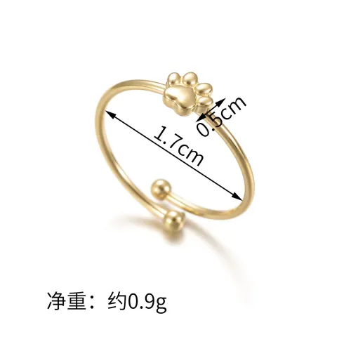RTM2582 Women's 14K Gold Plated Bear Foot Open Ring Stainless Steel Fashion Jewelry