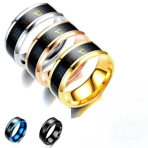 RTM1028 Smart Temperature Body Sensing Thermochromic Stainless Steel Couple Ring