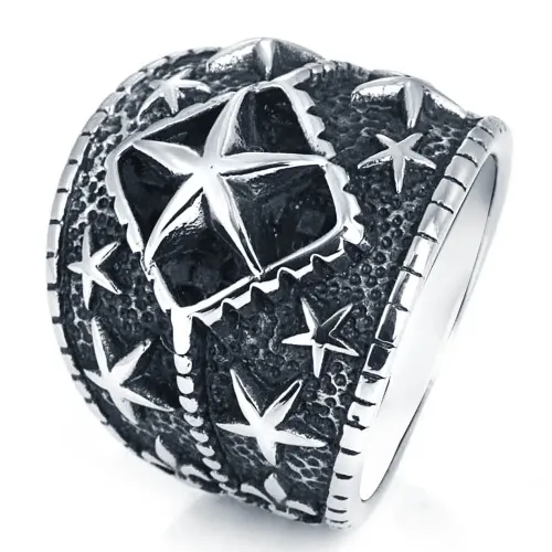 RTM2163 Punk Pentagram Ring Stainless Steel Fashion Statement Accessory