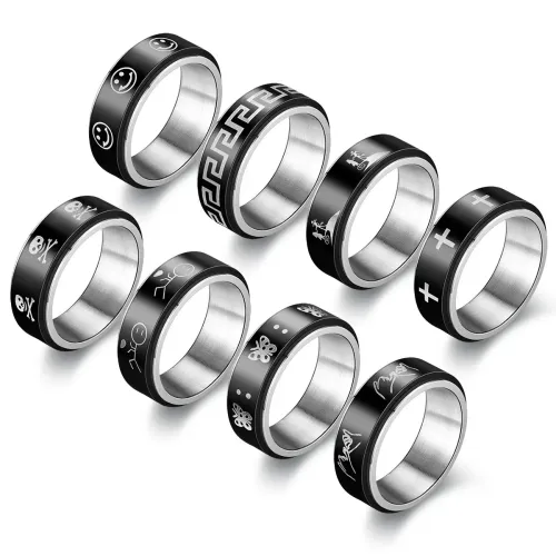 RTM738 Anti-Anxiety Stainless Steel Rotating Ring for Men Stress Reduction Jewelry