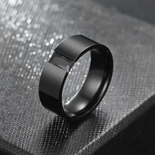 RTM2826 Men's Black Zirconia Open Set Ring Affordable Luxury