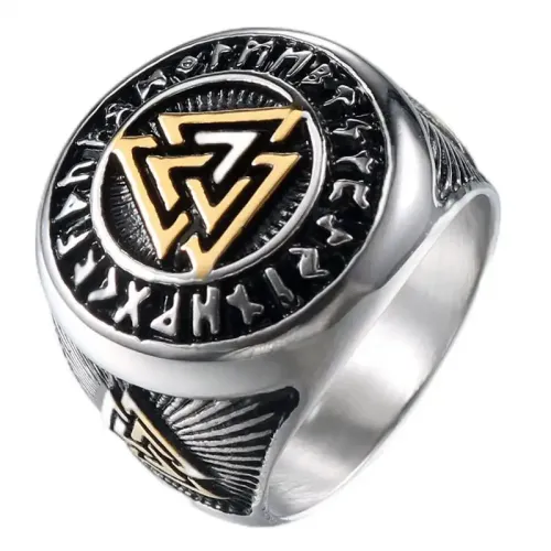 RTM513 Viking Valknut Ring Men's Celtic Knot Nordic Triangle Symbol