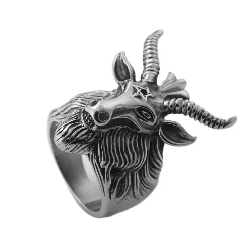 RTM1852 Stainless Steel Ram Ring Animal Inspired Sheep Jewelry for Men