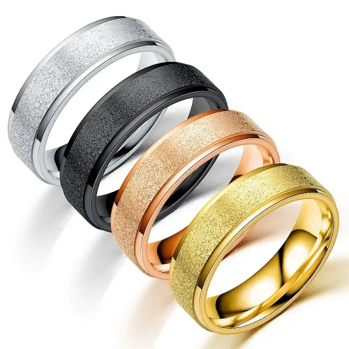 RTM1039 Matte Stainless Steel Couple Rings Stylish Unisex Design for Men and Women