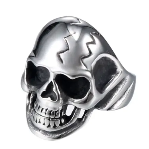 RTM586 Men's Titanium Steel Skull Ring Punk Jewelry with Religious Totem Design