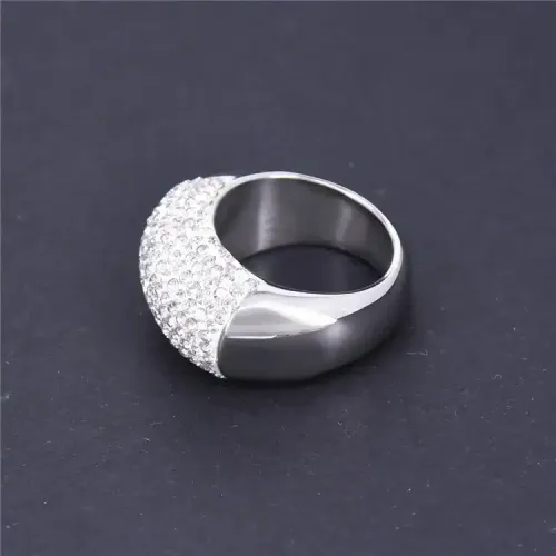 RTM369 Rhinestone Inlaid Clay Ring Women's Hand Decorated Stainless Titanium Steel Band