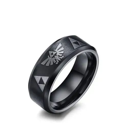 RTM92 Zelda Logo 8MM Ring Laser-Engraved Stainless Steel Jewelry for Gamers