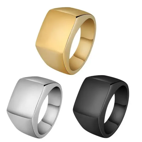 RTM2484 Men's Simple Stainless Steel Ring Available in Silver,Black,Gold