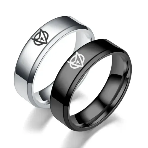 RTM2880 Trek Inspired Double Beveled New Couple Rings Galactic Love Atmosphere