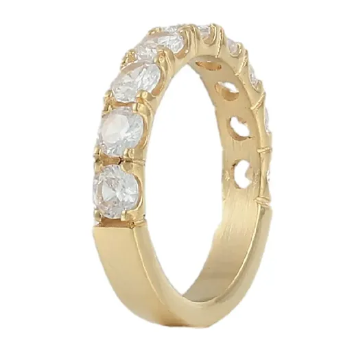 RTM1660 Korean White Stone Inlaid Stainless Steel Couple Ring for Women Elegant Gemstone Accessory