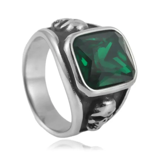 RTM1636 Multicolor Stone Punk Band Braided Stainless Steel Ring for Edgy Style