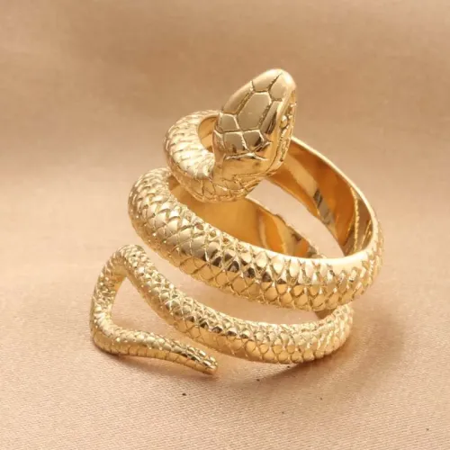 RTM1555 Stainless Steel Python Ring Sleek Snake Animal Jewelry for a Bold Statement