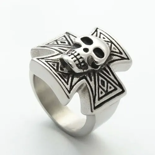 RTM1931 Punk Cross-Shaped Stainless Steel Ring Fashionable Jewelry for Men