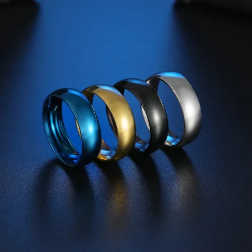 RTM1125 Elegant 6MM Stainless Steel Light Plate Ring Unisex Trinkets for Men & Women