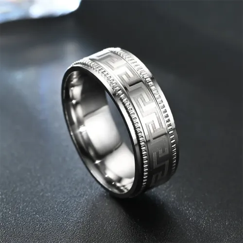 RTM2743 Elegant Double Step Embossed Laser Great Wall Ring Crafted Excellence