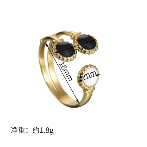 RTM2561 Black & White Oil Drip Open Ring Unisex Stainless Steel Bands