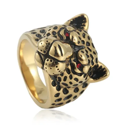 RTM1511 Stainless Steel Leopard Ring for Men Animal Inspired Fashion Jewelry