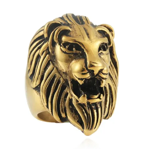 RTM1648 Unisex Stainless Steel Lion Ring Animal Inspired Jewelry for Men & Women