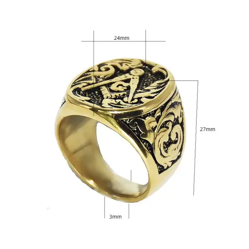RTM433 AG Logo Stainless Steel Masonic Ring Exclusive Religious Jewelry for Men