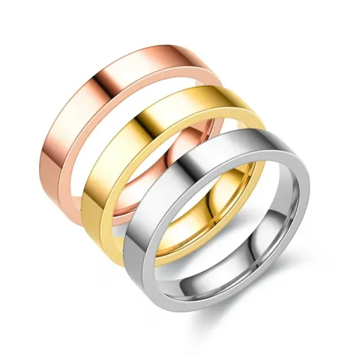 RTM1016 4MM Stainless Steel Couple Rings Elegant Women's Jewelry Piece