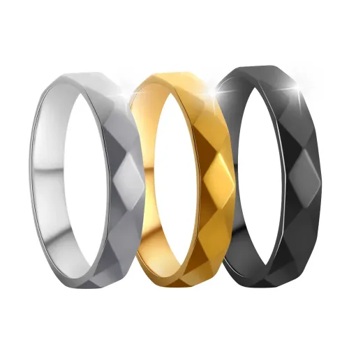 RTM1392 4mm Four-Sided Geometric Couple Rings Stainless Steel Unisex Bands