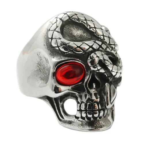 RTM1856 Skull Ring Punk Style Stainless Steel with Floral Design for Edgy Jewelry