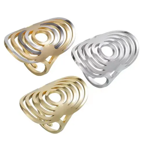 RTM2487 Adjustable Stainless Steel Multi-Layered Hollow Geometric Ring
