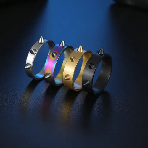 RTM1166 Punk Self-Defense Anti-Wolf Ring 6MM Electroplated,3 Nails Design for Couples