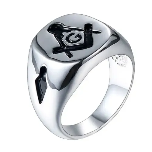 RTM520 Masonic Titanium Steel Ring Punk Style Men's Jewelry Accessory