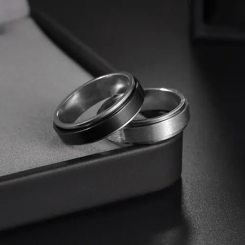 RTM1355 6MM Stainless Steel Rotating Ring Decompression Jewelry with Sand Finish