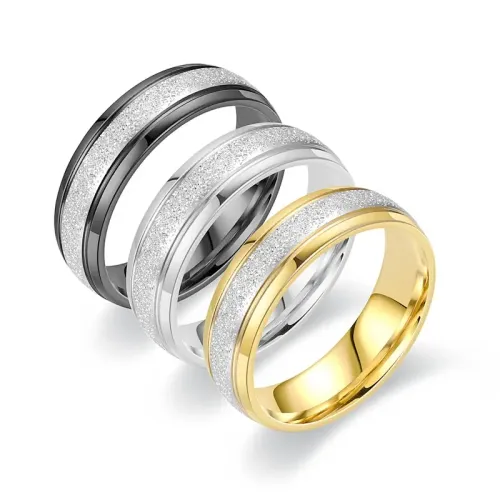 RTM824 Frosted Stainless Steel Couple Rings Top Choice for Modern Partners