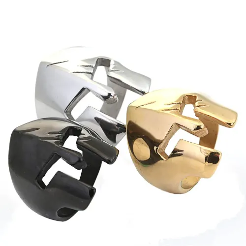 RTM2161 Tri-Color Stainless Steel Gladiator Helmet Ring Unique Men's Jewelry